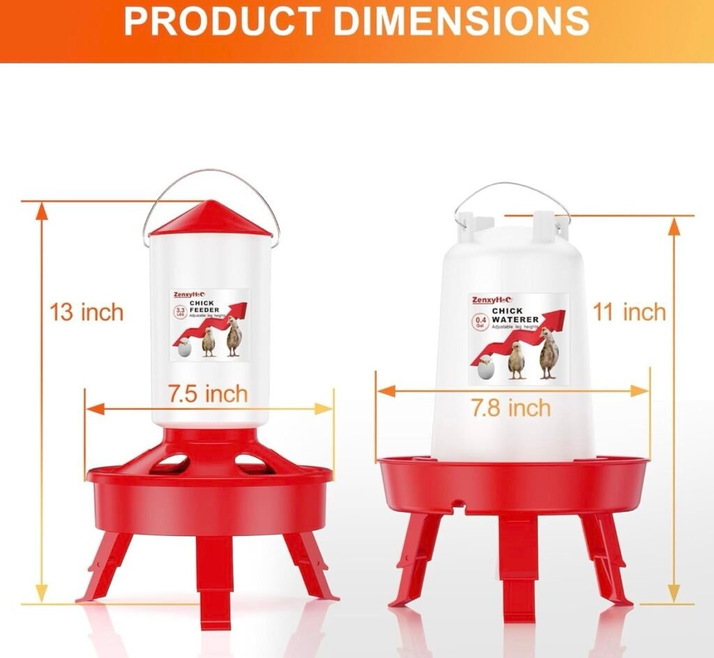Size of chick feeder and waterer