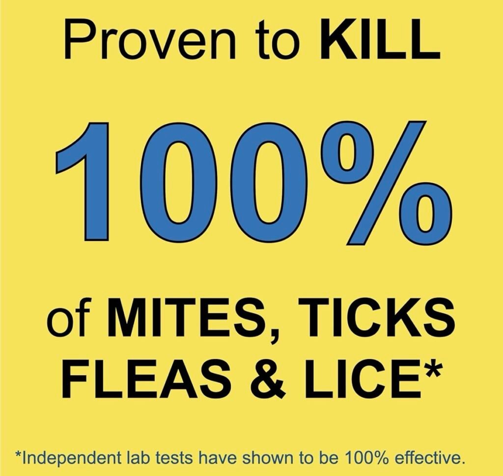 Kills 100% of love and mites on chickens. 