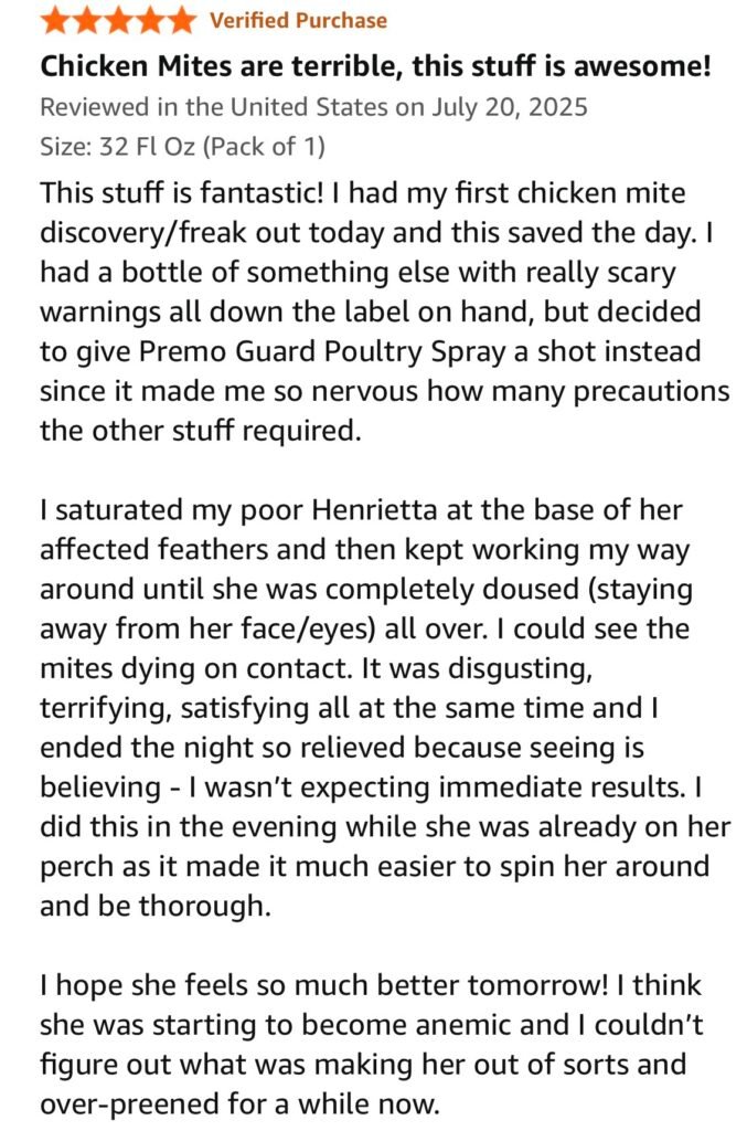 This gets rid of mites on chickens fast! Best mite spray on Amazon 