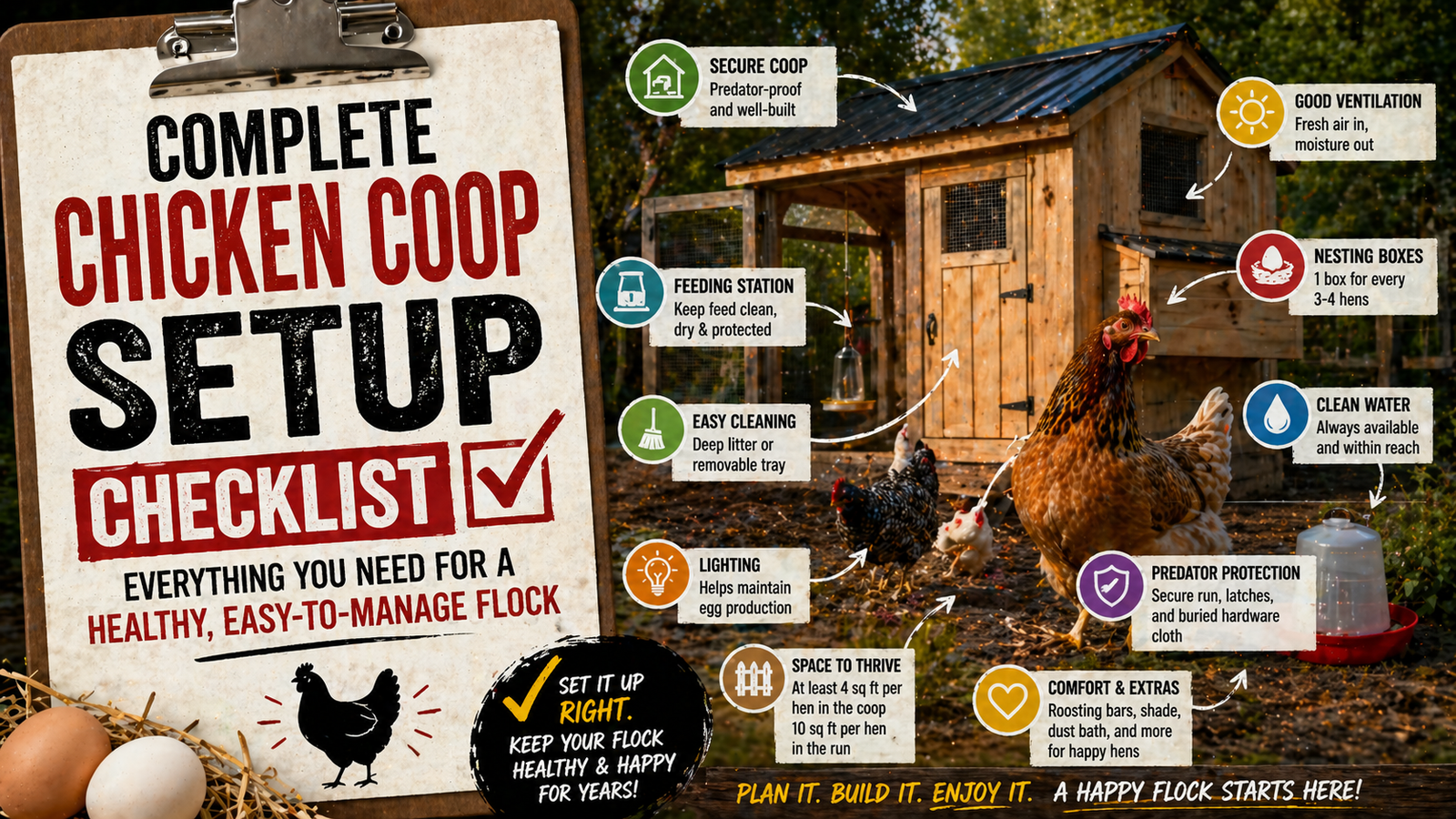 Complete Chicken Coop Setup Checklist (Everything You Need for a Healthy, Easy-to-Manage Flock)